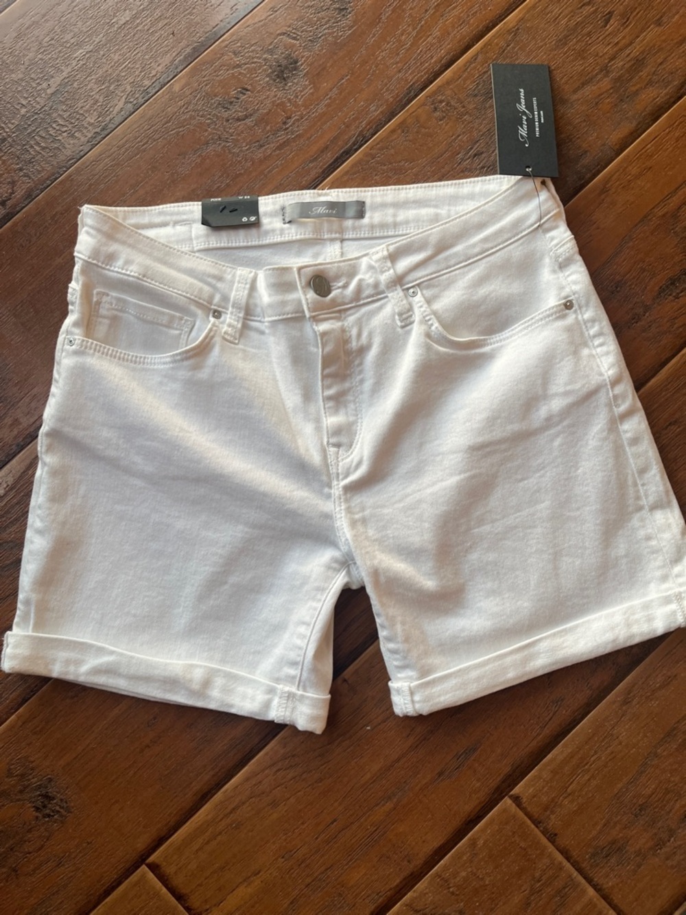 Mavi White Cuffed Denim Jean Shorts - Women's